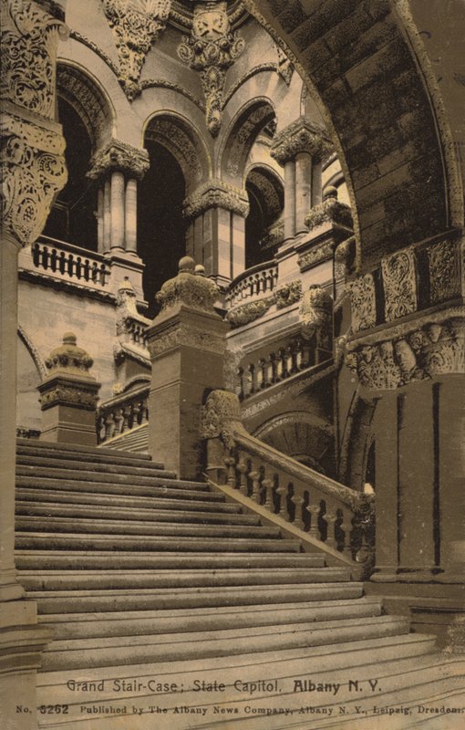 Grote trap, State Capitol, Albany, New York, VS (z/w foto) door American Photographer