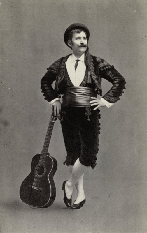 Guiseppe Campanari, als Figaro, in "De Barbier van Sevilla" (z/w foto) door American Photographer