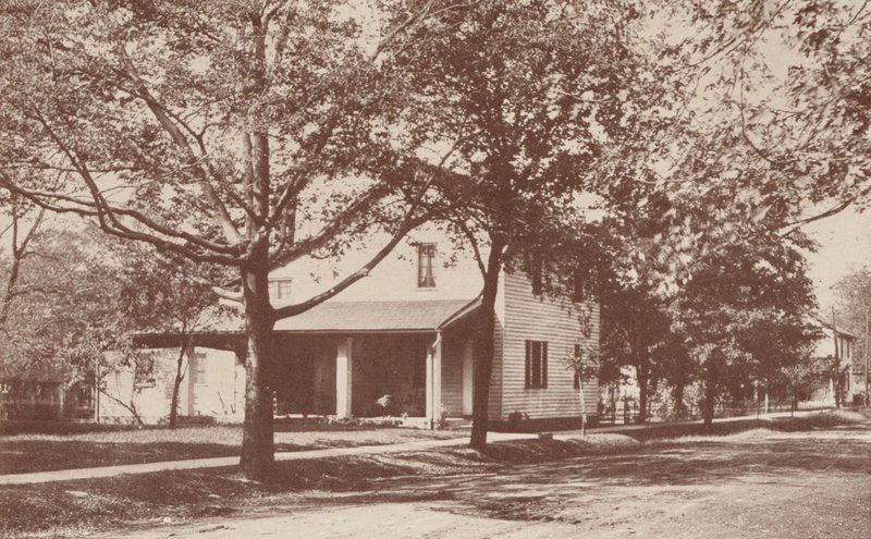 Huis van "The Minerva," de eerste literaire club voor vrouwen, New Harmony, Indiana (z/w foto) door American Photographer