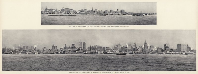 Skyline van het Zuidelijke Einde van Manhattan Island vanaf de North River door American Photographer
