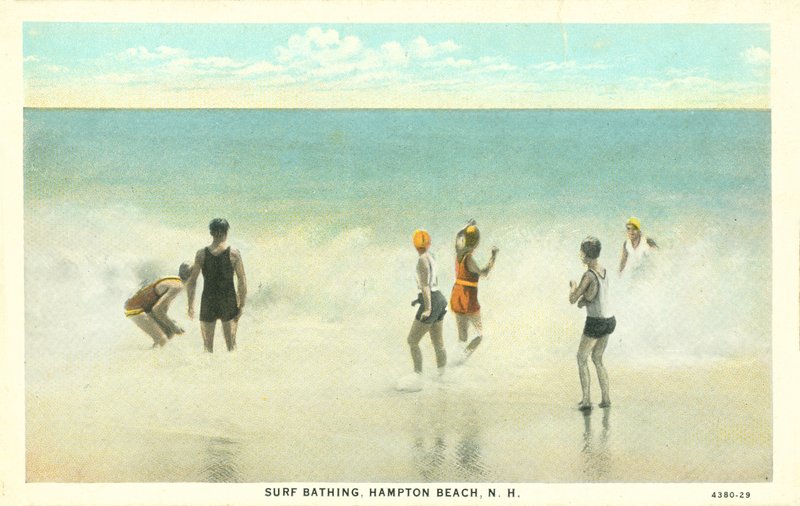 Surfen, Hampton Beach, New Hampshire, ca 1920 (kleurenfoto) door American Photographer