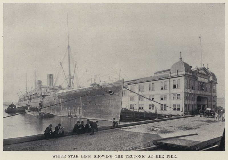 White Star Line, toont de Teutonic bij haar pier door American Photographer