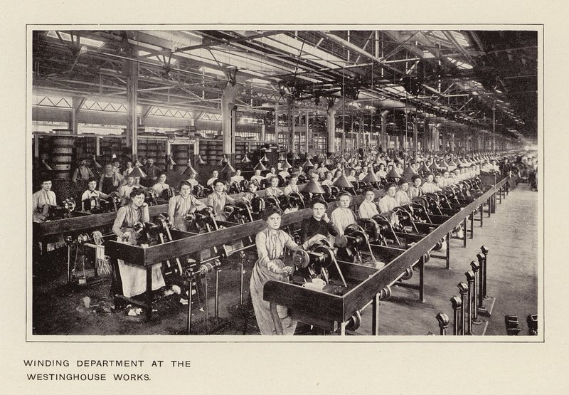 Wikkelafdeling in de Westinghouse fabriek (z/w foto) door American Photographer