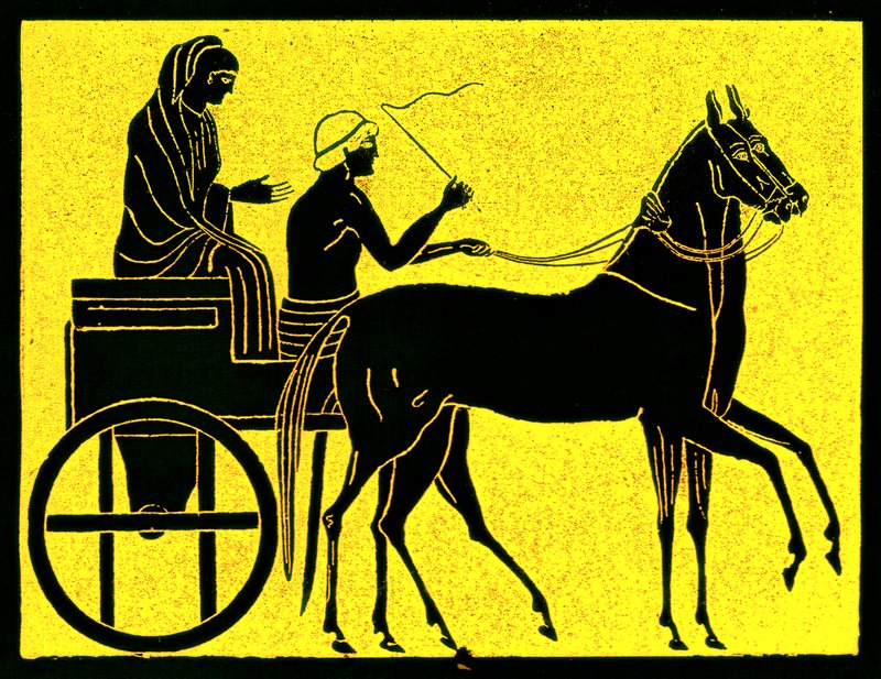 Een Griekse wagen, illustratie uit History of Greece door Victor Duruy, gepubliceerd 1890 door American School