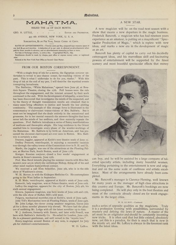 Een Nieuwe Ster, Frederick Bancroft door American School
