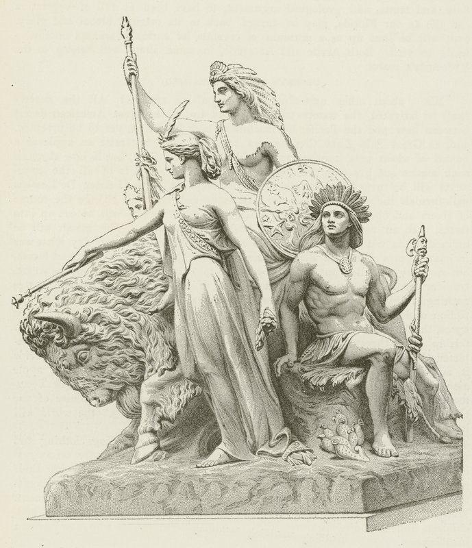 Amerika, uit de groep in marmer door John Bell (gravure) door American School
