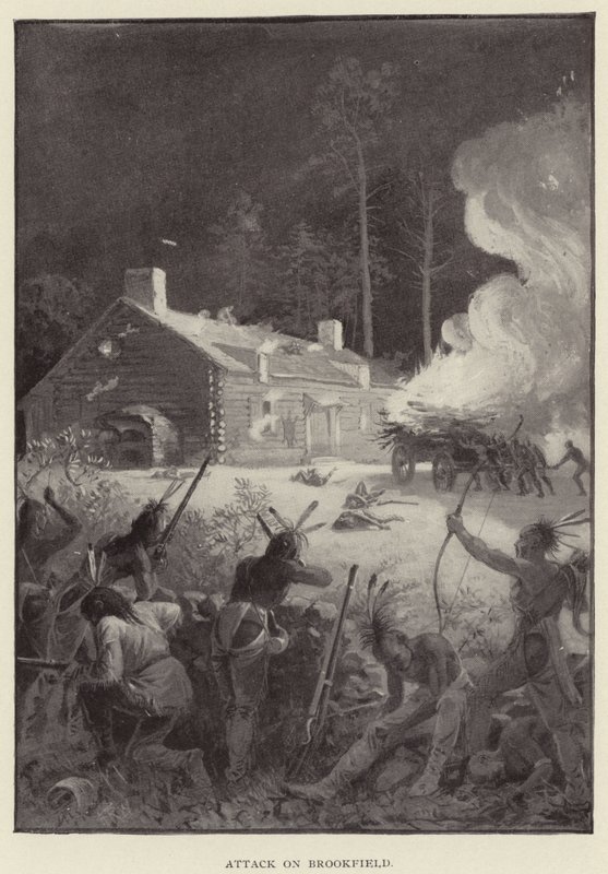 Aanval op Brookfield (litho) door American School