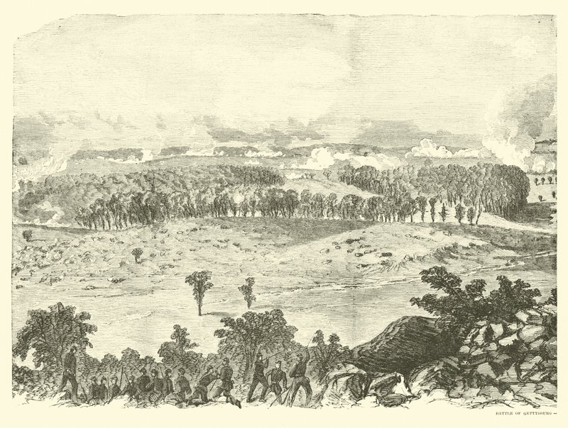 Slag bij Gettysburg, top van Little Round Top, 2 juli door American School