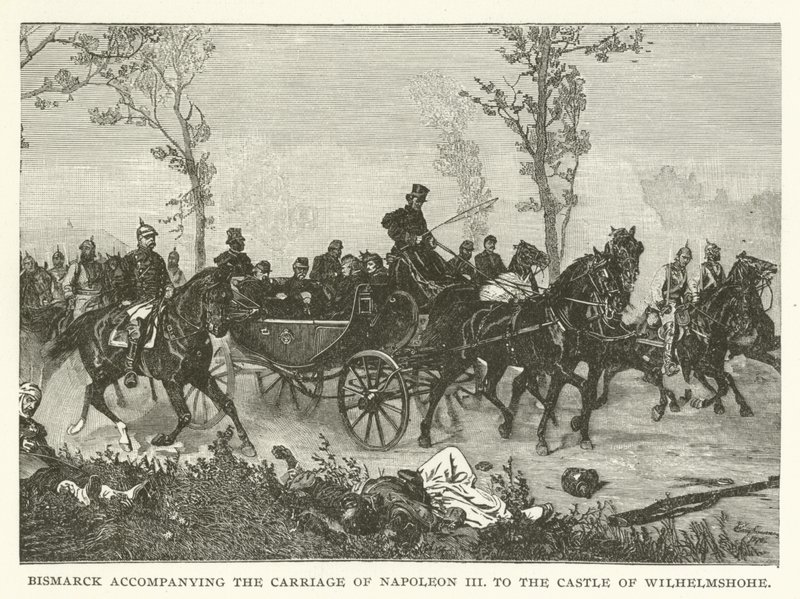 Bismarck begeleidt de koets van Napoleon III naar het Kasteel van Wilhelmshohe door American School