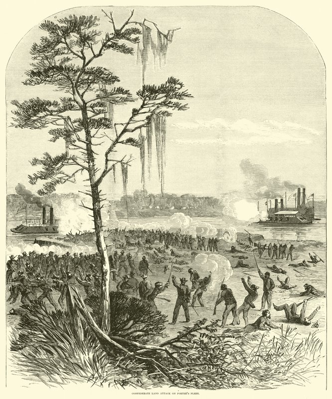 Zuidelijke landaanval op de vloot van Porter, april 1864 door American School