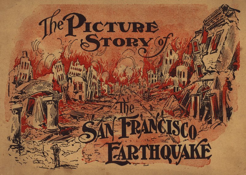 Omslagillustratie voor Het Beeldverhaal van de Aardbeving in San Francisco door American School
