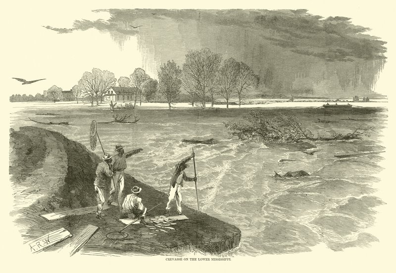 Crevasse aan de Beneden-Mississippi, 1862 door American School