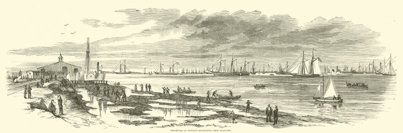 Vertrek van Duponts expeditie uit Beaufort, januari 1863 door American School