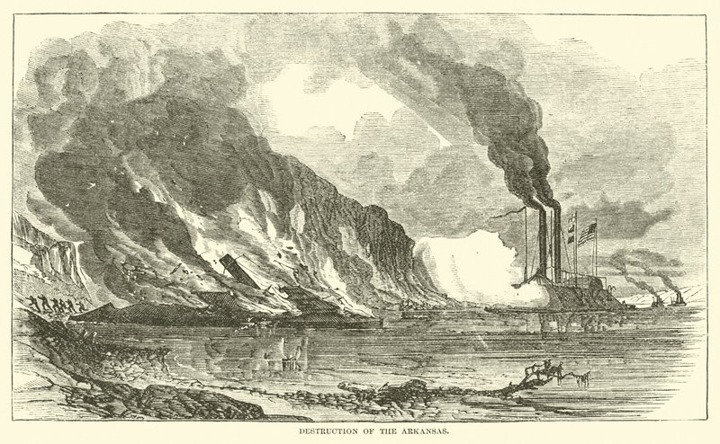 Vernietiging van de Arkansas, juli 1862 door American School
