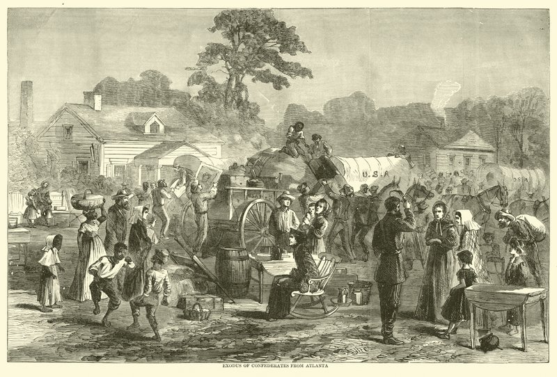 Exodus van de Geconfedereerden uit Atlanta, september 1864 door American School