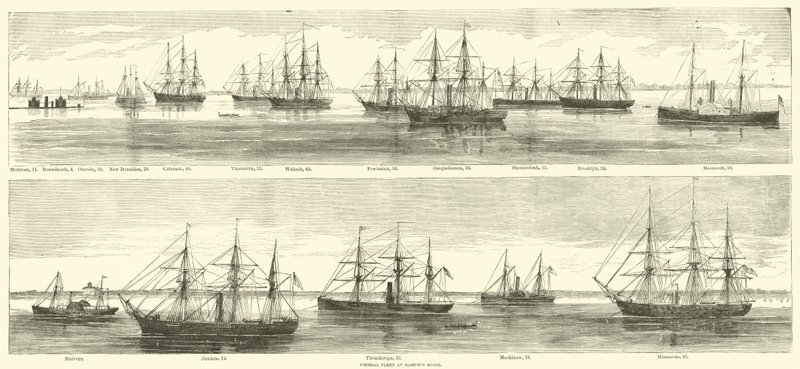 Federale vloot bij Hampton Roads, december 1864 door American School