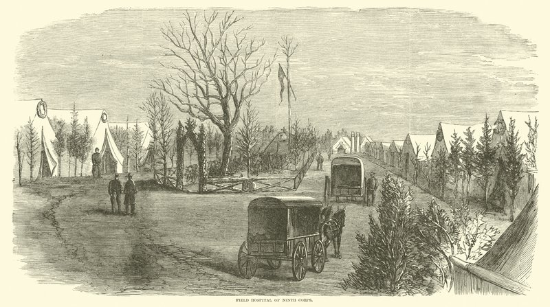 Veldhospitaal van het Negende Korps, maart 1865 door American School