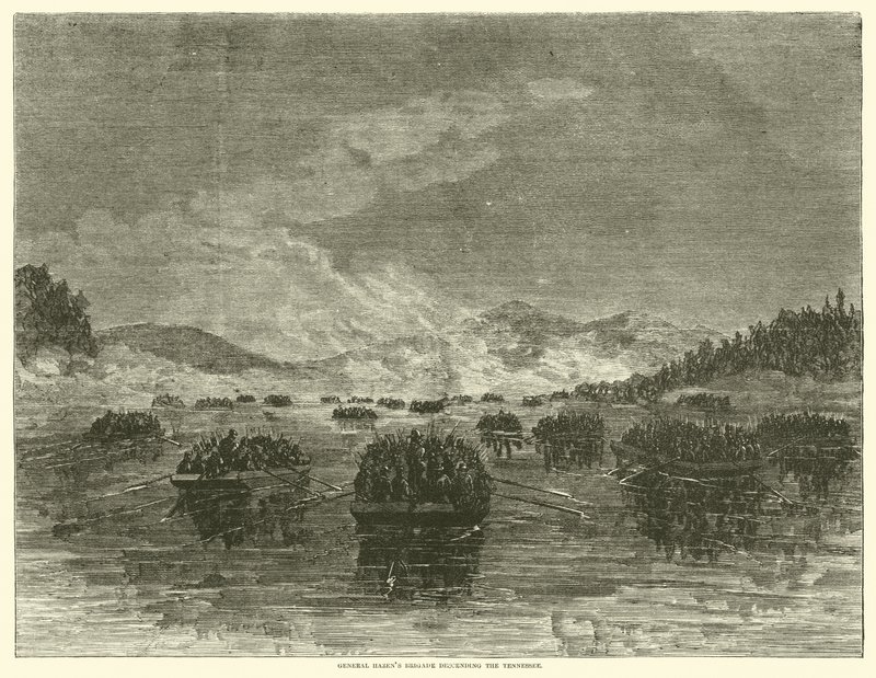 Brigade van generaal Hazen daalt de Tennessee af, oktober 1863 door American School
