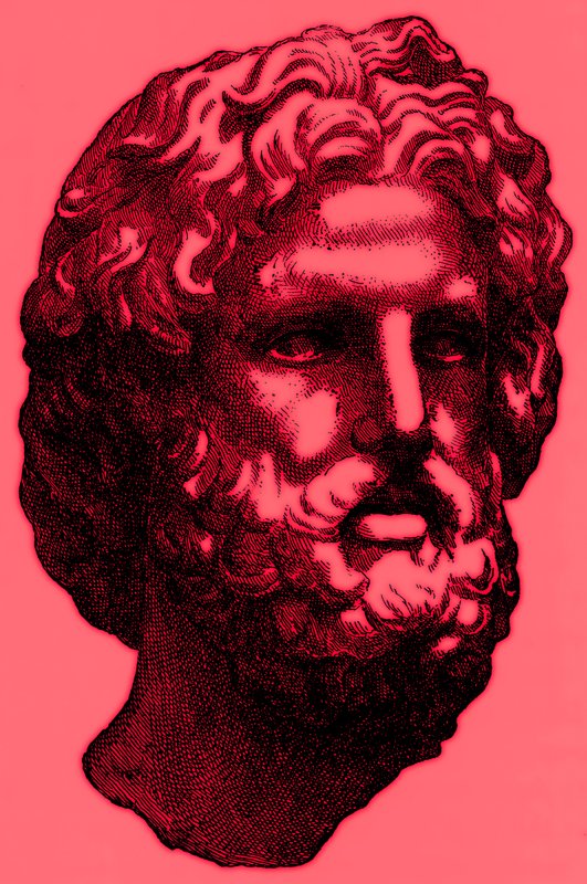 Hoofd van Zeus, illustratie uit History of Greece door Victor Duruy, gepubliceerd 1890 door American School