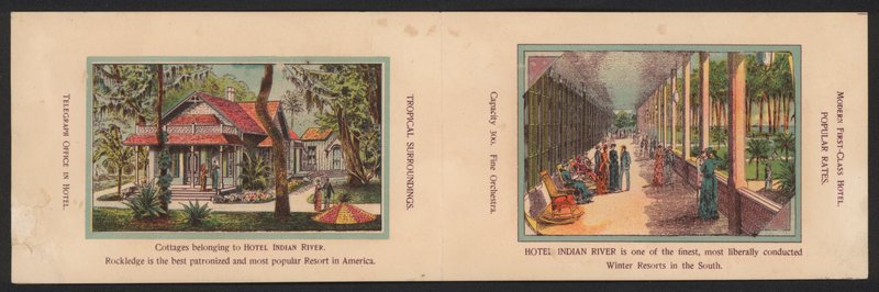 Hotelhandelskaart (gekleurde gravure) door American School