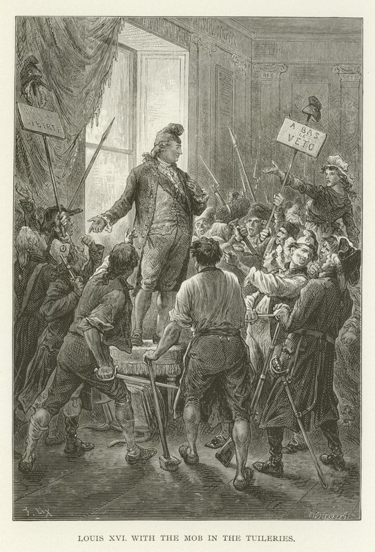 Lodewijk XVI met de menigte in de Tuilerieën door American School