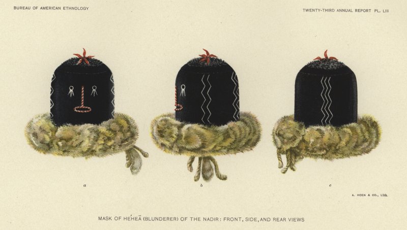Masker van Hehea (blunderaar) van het nadir (kleurenlitho) door American School