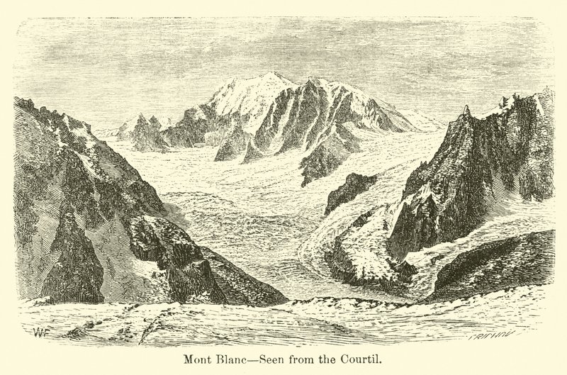 Mont Blanc, gezien vanaf de Courtil door American School