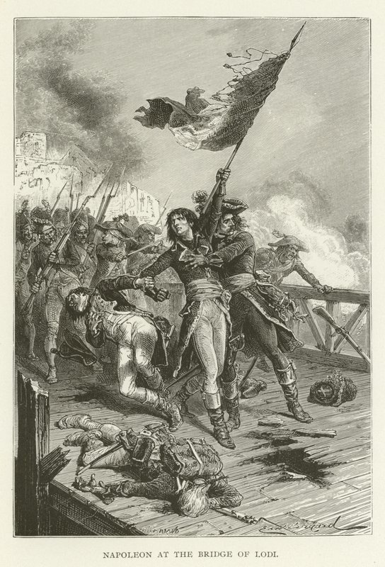 Napoleon bij de brug van Lodi door American School