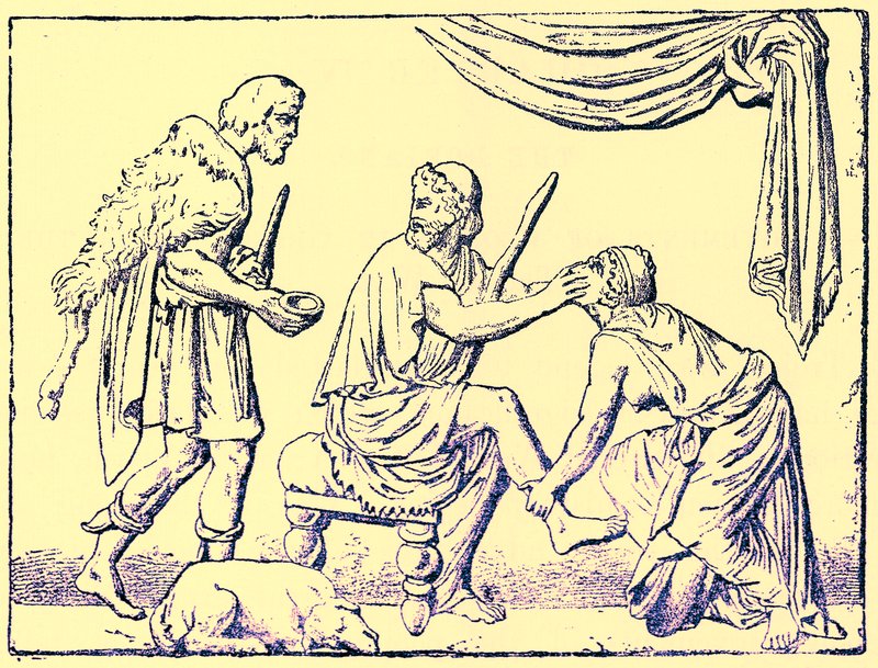 Odysseus herkend door zijn verpleegster, illustratie uit History of Greece door Victor Duruy, gepubliceerd 1890 door American School