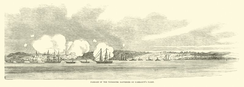 Doortocht van de Vicksburg-batterijen door Farraguts vloot, juni 1862 door American School