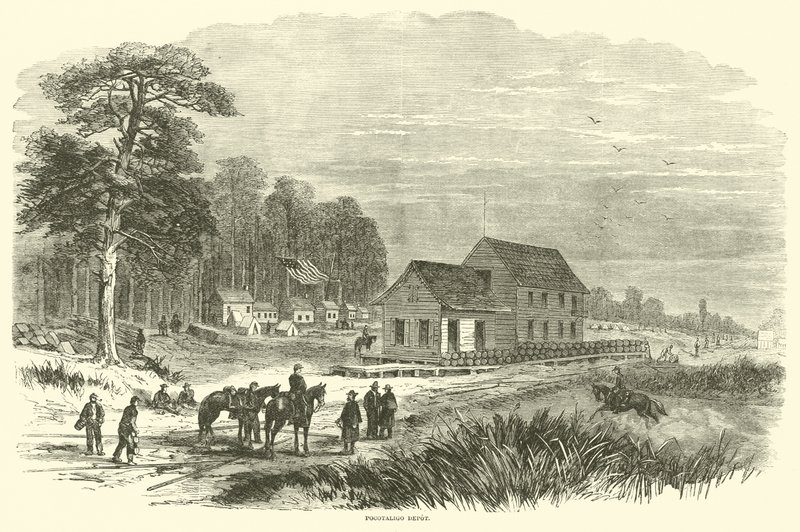 Pocotaligo Depot, januari 1865 door American School