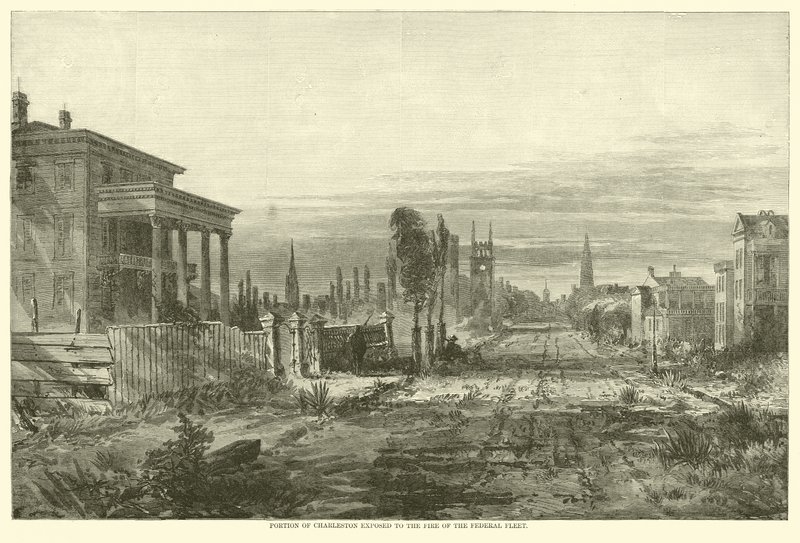 Deel van Charleston blootgesteld aan het vuur van de Federale vloot, augustus 1863 door American School