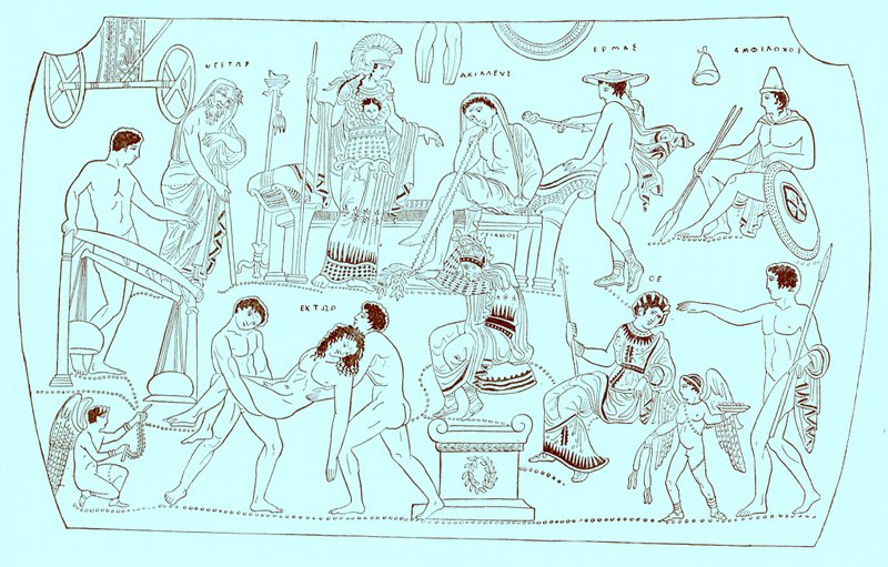 Losgeld van Hektor, illustratie uit History of Greece door Victor Duruy, gepubliceerd 1890 door American School