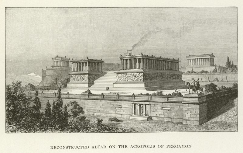 Gereconstrueerd altaar op de Akropolis van Pergamon door American School