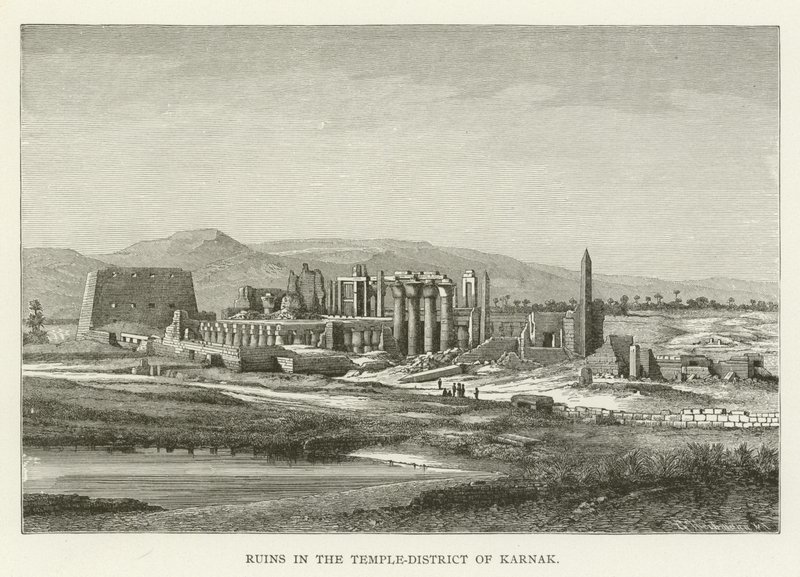 Ruïnes in het tempeldistrict van Karnak door American School