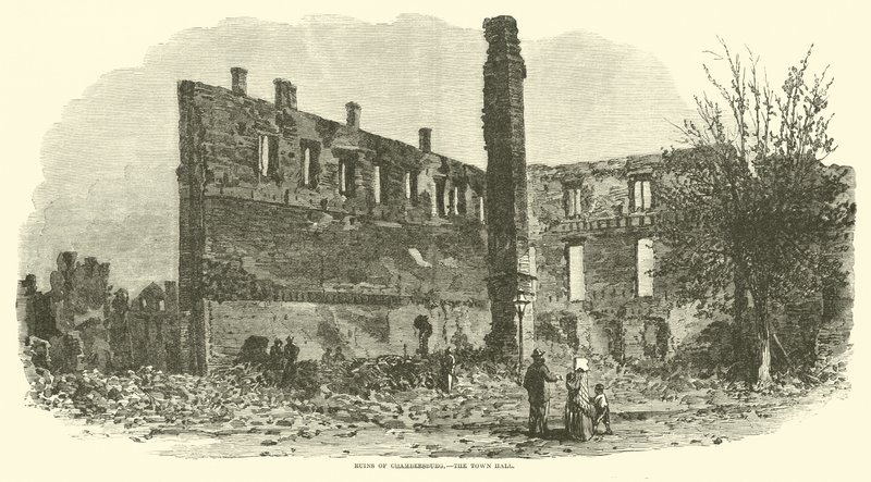 Ruïnes van Chambersburg, het stadhuis, september 1864 door American School