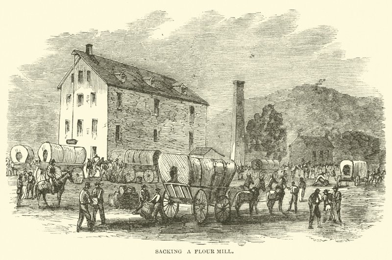 Plunderen van een meelfabriek, juli 1864 door American School