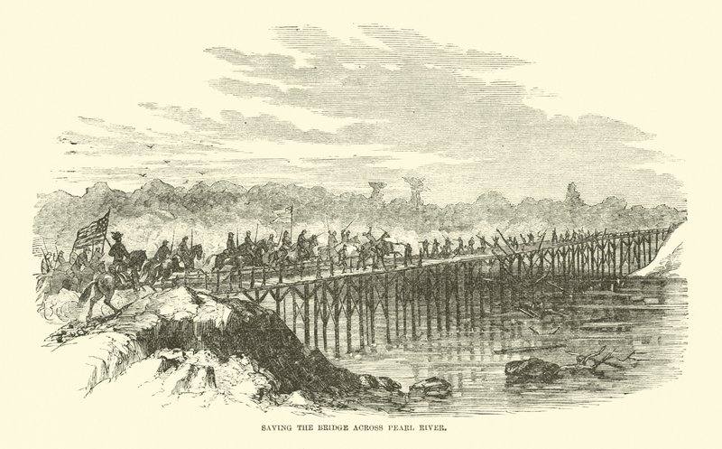 De brug over de Pearl River redden, april 1863 door American School