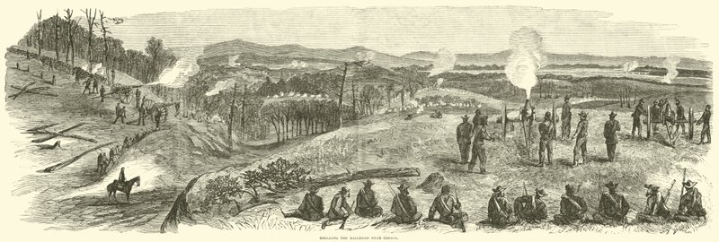 Beschieting van de spoorweg bij Resaca, mei 1864 door American School