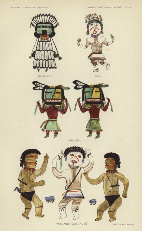 Sio Calako, Woe, Helilulu, Woe en Tcutckutu (kleurenlitho) door American School