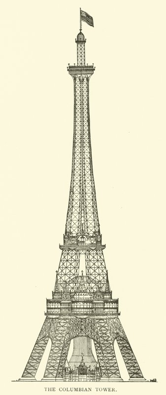 De Columbian Tower (gravure) door American School