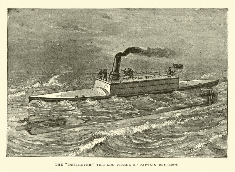De vernietiger, torpedoschip van kapitein Ericsson door American School