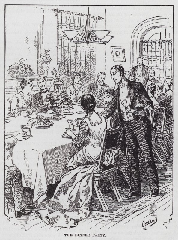 Het Dinerfeest (gravure) door American School
