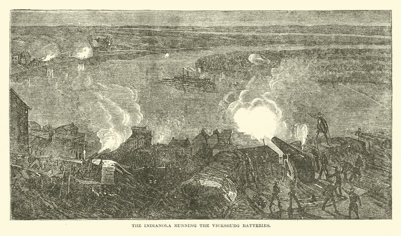 De Indianola die de Vicksburg-batterijen passeert, februari 1863 door American School