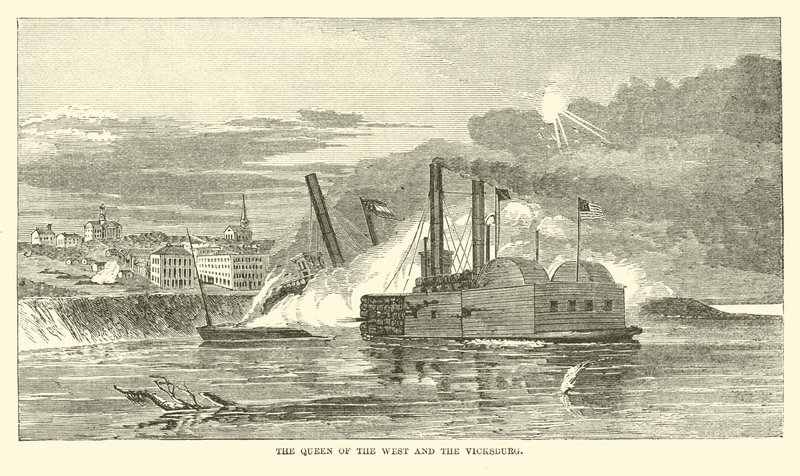 De Queen of the West en de Vicksburg, februari 1863 door American School