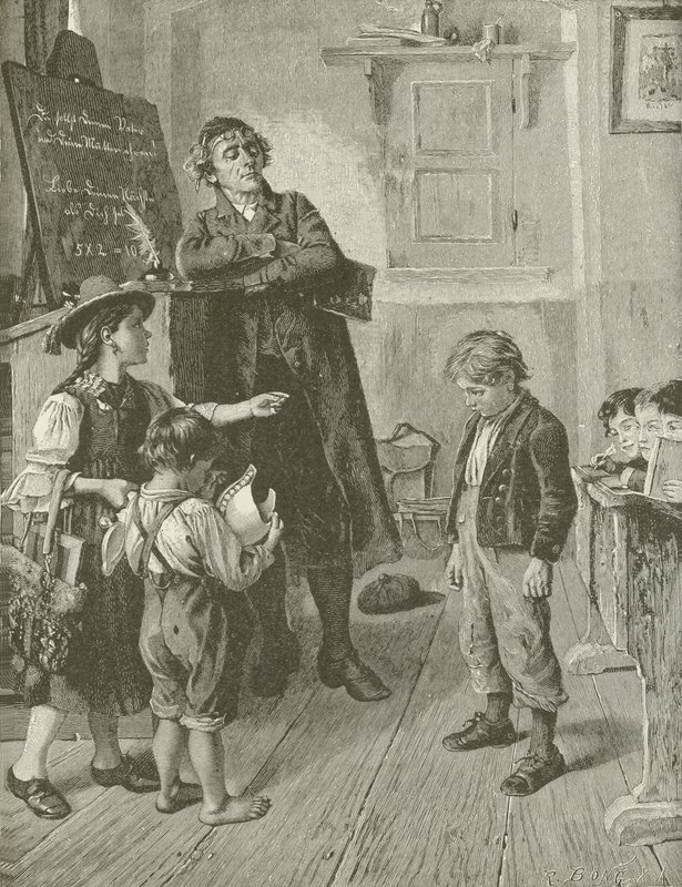 De Roekeloze Leerling, naar het schilderij van W Schutze door American School