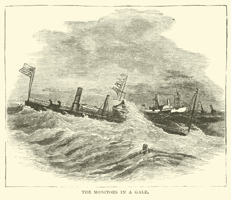 De monitors in een storm, december 1864 door American School