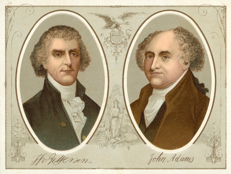 Thomas Jefferson, John Adams door American School