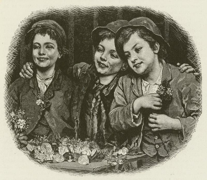 Taai Volk, naar het schilderij van J G Brown door American School