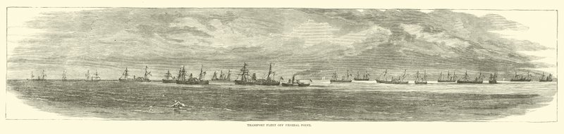 Transportvloot bij Federal Point, december 1864 door American School